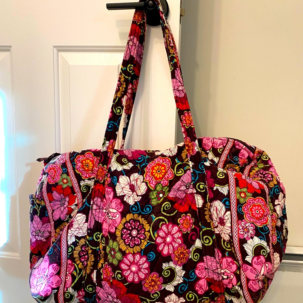 Mod floral pink Vera Bradley large duffle bag